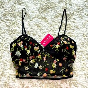 Super cute Black Flowered Crop Top